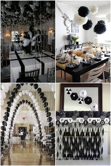 decoration party black and white|black and white party aesthetic.